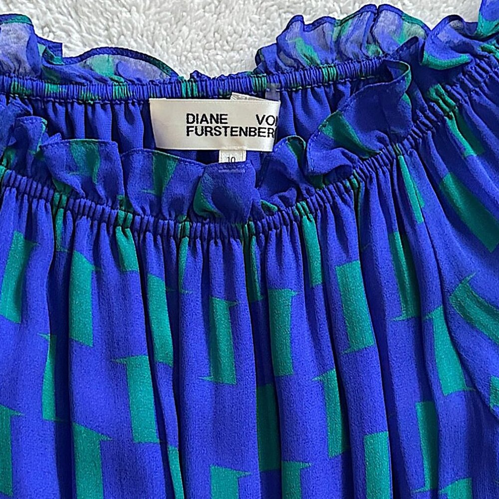 Diane Von Furstenberg Blue Dress - Size 10 - Picture 4 of 9